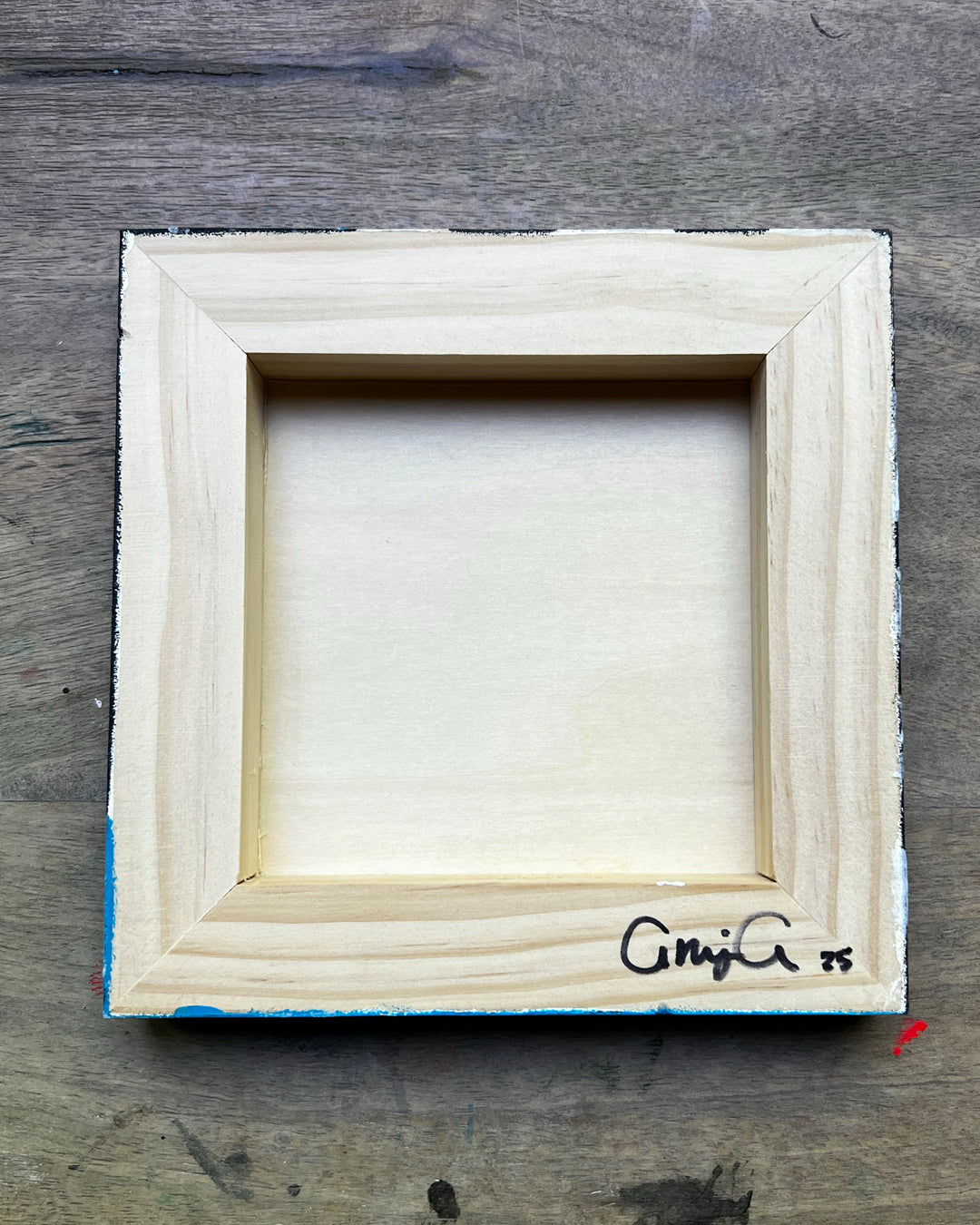 Poppies and Stripes – 6x6 Acrylic Painting on Wood Panel