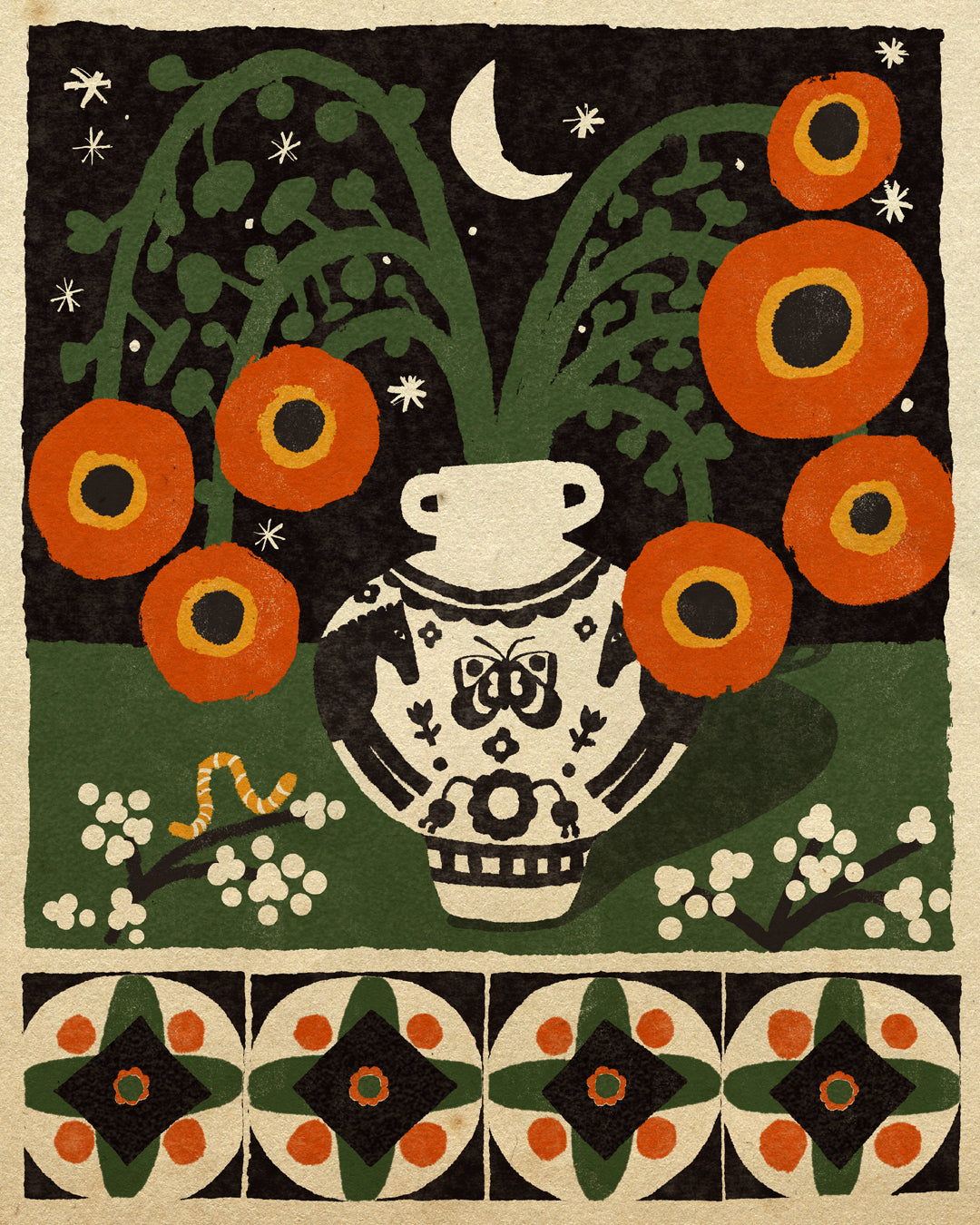 Moonlit Wildflowers & Horse Vase