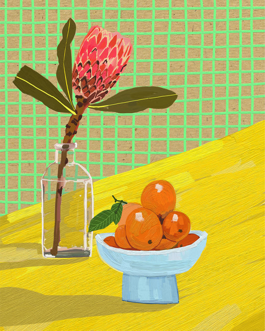 Protea & Oranges Print