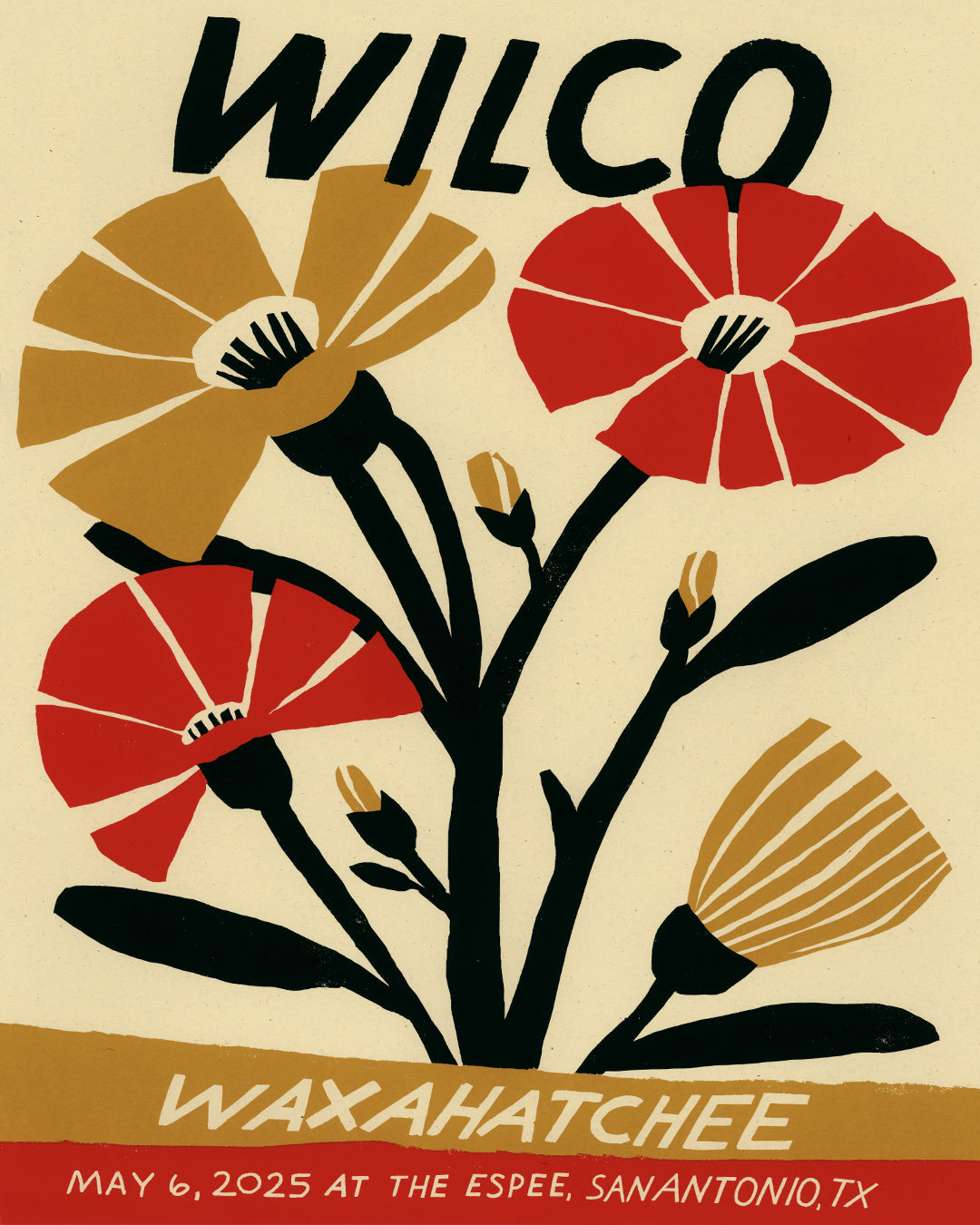 Wilco + Waxahatchee Concert Poster – San Antonio, May 6, 2025